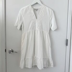 Lucky Brand Sundress/Beach Cover-up in White with Tonal Embroidery Size S/P NWOT